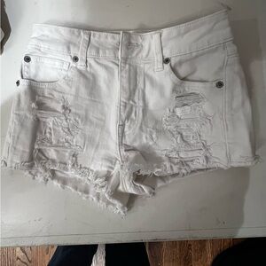 American eagle White Distressed Denim Shorts